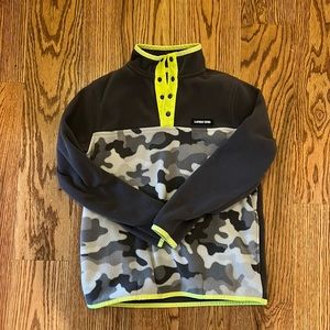 Lands' End Kids' Gray and Yellow Camo Fleece Pullover